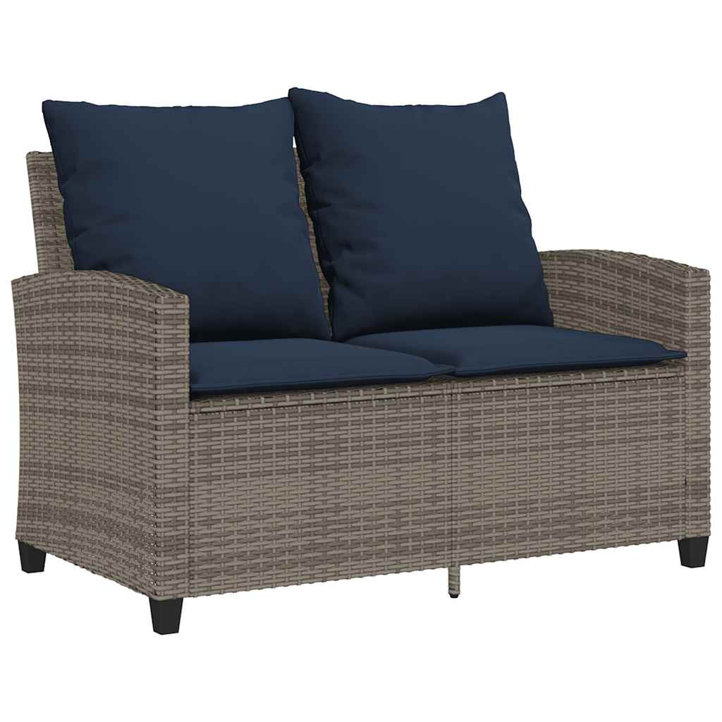 6-tlg. Garten-Sofagarnitur mit Kissen Grau Poly Rattan
